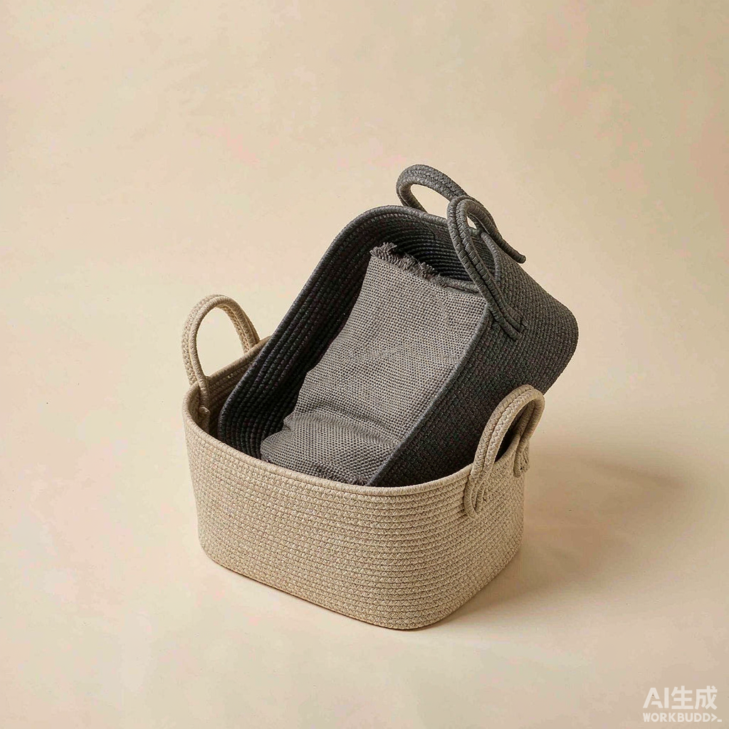 Woven Linen Storage Baskets, Set of 2