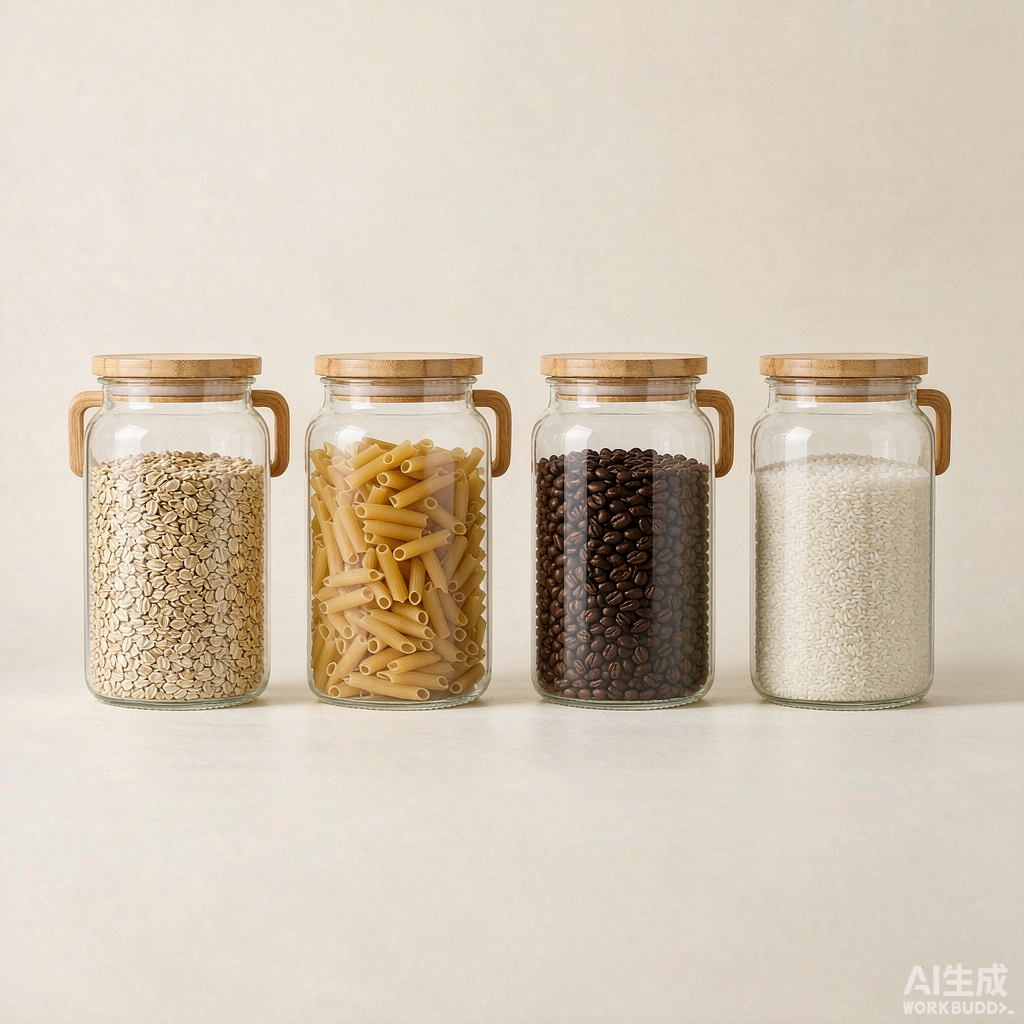 Glass Pantry Jars with Bamboo Lids, 4-Pack